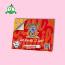 red mimiosa XL auto Seeds in plastic holder on a red paper with sweet seeds elephant logo and pink background and green Grow Island logo in the left corner