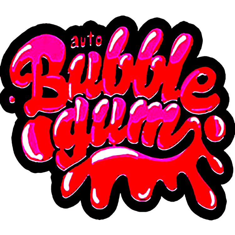 Original BubbleGum logo, pink red text