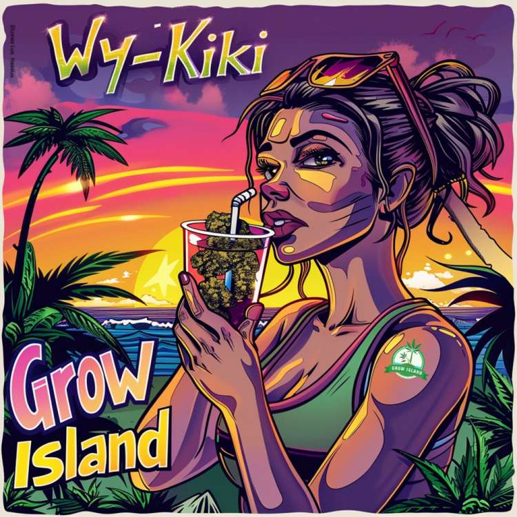  Wy‑Kiki Logo — braunhaariges Mädchen trinkt einen Cocktail, im Hintergrund Sonnenuntergang.