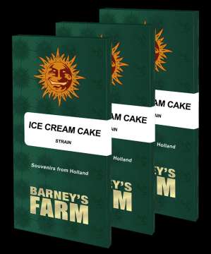 Ice Cream Cake seed pack in dark green color with orange barneys farm sun logo with black background