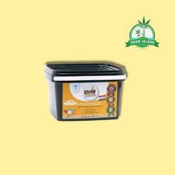 Bio Tabs Mycotrex 2KG green plastic bucket with yellow background and green GrowIsland logo in the right upper corner