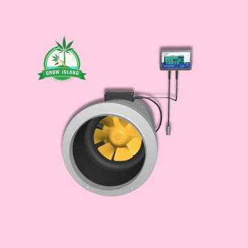 CAN-FAN Q-Max EC Filter with hell rose background and green grow island logo in the left upper corner