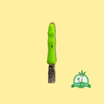 DynaVap VapCap The B Vape in green colour with yellow background and green GrowIsland logo in the lower left corner