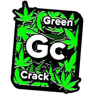 Green Crack logo, with green cannabis leafs