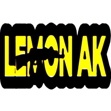 Lemon AK logo yellow-black text and one black gun on it