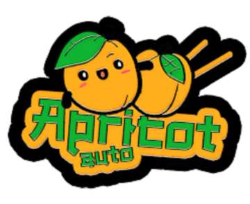 Apricot logo above the text are two apricots