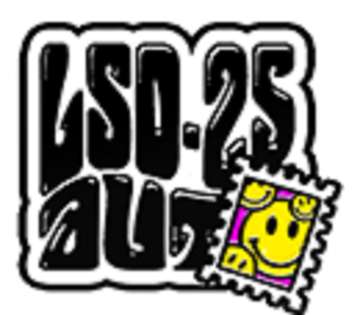 LSD-25 logo with a smile stemp