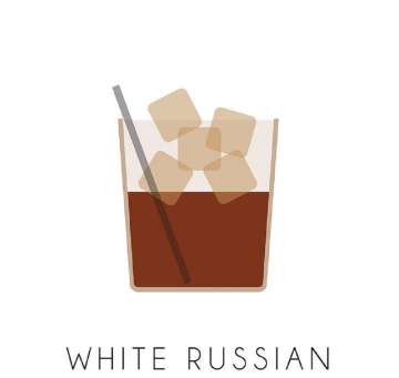 Original Russian Auto one glass with fice icecubes and brown juice