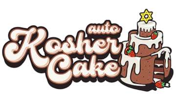 Kosher Cake Auto logo with one brown cake on the right side