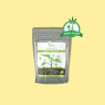 SI Star from Organics Nutrients with yellow background and green Grow Island logo in the right upper corner