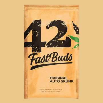 original Skunk brown seed bag from fast buds with the 420 logo on it